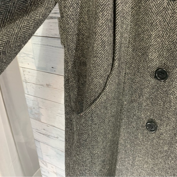 Alorna Petite Womens Wool Coat  Herringbone Double Breasted Lined - Picture 9 of 10